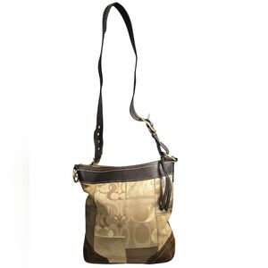 Coach vintage brown and gold leather patchwork shoulder crossbody bag